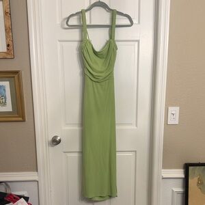 Hello Molly Ribbed Green backless Dress